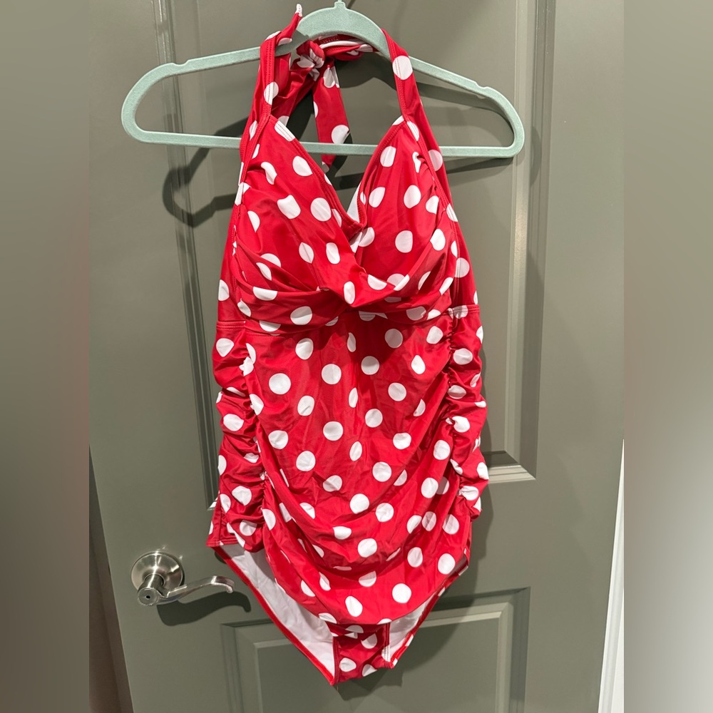 Torrid Red and White Polka Dot One Piece Swimsuit